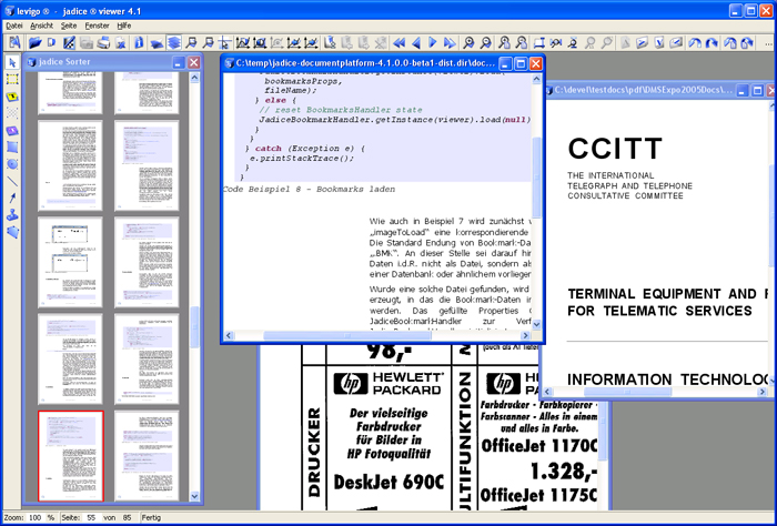 Screenshot of a Jadice MDI application