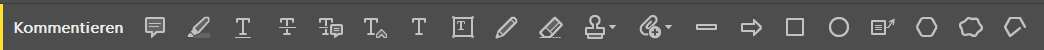 Darstellung der Acrobat Annotation Toolbar