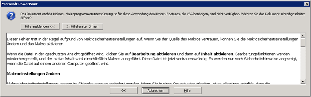 Error Message displayed when Launching MS PowerPoint manually